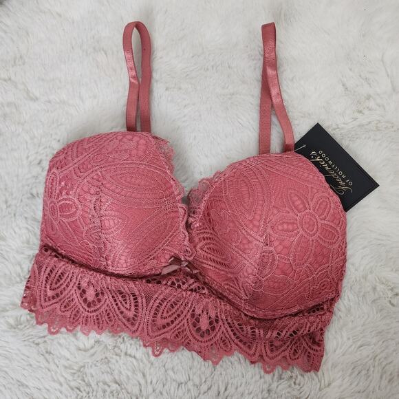 NWT Frederick's of Hollywood Finley Pink Lace Padded Bralette Medium - Picture 1 of 9